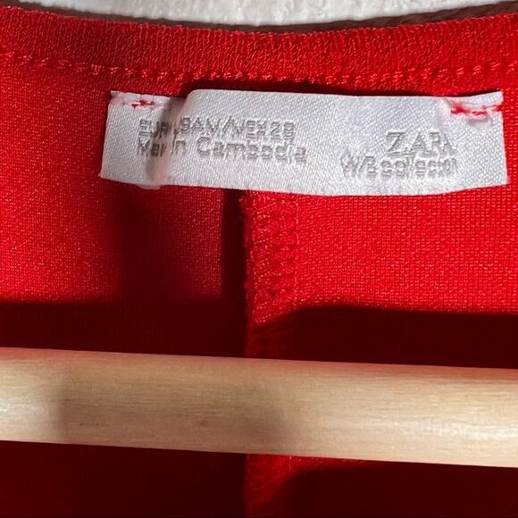 Zara size small S red high waist peplum sheath dress B116 - Picture 3 of 4